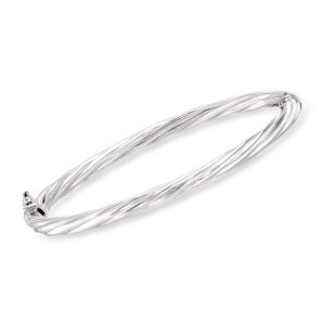 Italian 4mm Sterling Silver Twisted Bangle Bracelet