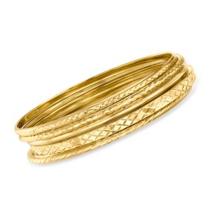 18kt Gold Over Sterling Jewelry Set: Five Bangle Bracelets