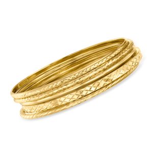 18kt Gold Over Sterling Jewelry Set: Five Bangle Bracelets