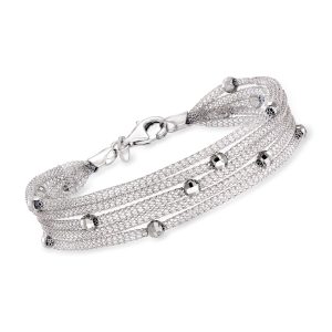 Italian Sterling Silver Multi-Strand Mesh Bracelet