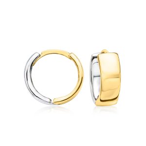 Sterling Silver and 14kt Yellow Gold Reversible Huggie Hoop Earrings. 1/2"