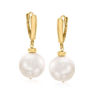 11.5-12.5mm Cultured Pearl Drop Earrings in 14kt Yellow Gold