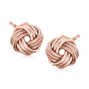 Italian 14kt Rose Gold Love Knot Earrings