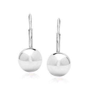 Italian 10mm Sterling Silver Ball Drop Earrings