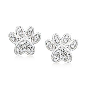 .10 ct. t.w. Diamond Paw Print Stud Earrings in Sterling Silver