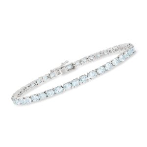 7.00 ct. t.w. Aquamarine Tennis Bracelet in Sterling Silver