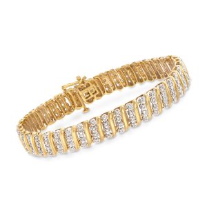 1.00 ct. t.w. Diamond Link Bracelet in 18kt Gold Over Sterling