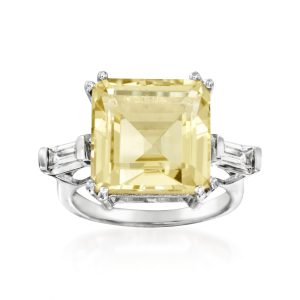 10.00 Carat Lemon Topaz and .60 ct. t.w. White Topaz Ring in Sterling Silver