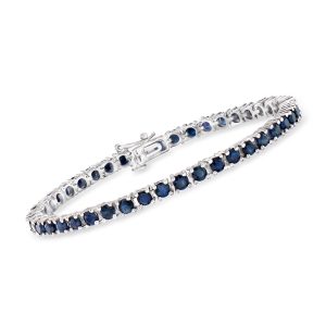 7.90 ct. t.w. Sapphire Tennis Bracelet in Sterling Silver