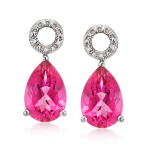 6.50 ct. t.w. Pink Topaz Pear-Shaped Earring Charms in Sterling Silver