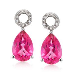 6.50 ct. t.w. Pink Topaz Pear-Shaped Earring Charms in Sterling Silver