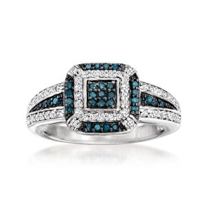 .49 ct. t.w. Blue and White Diamond Ring in Sterling Silver