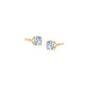 .50 ct. t.w. Round Aquamarine Stud Earrings in 14kt Yellow Gold