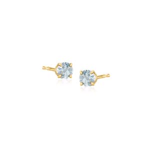 .50 ct. t.w. Round Aquamarine Stud Earrings in 14kt Yellow Gold