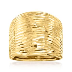 Italian 14kt Yellow Gold Diamond-Cut Dome Ring