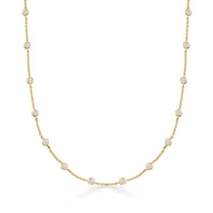 4.50 ct. t.w. CZ Station Necklace in 18kt Gold Over Sterling