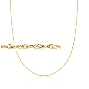 Italian .8mm 14kt Yellow Gold Adjustable Singapore-Chain Necklace