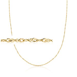 Italian .8mm 14kt Yellow Gold Adjustable Singapore-Chain Necklace