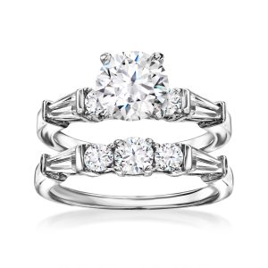 2.60 ct. t.w. CZ Bridal Set: Engagement and Wedding Rings in Sterling Silver