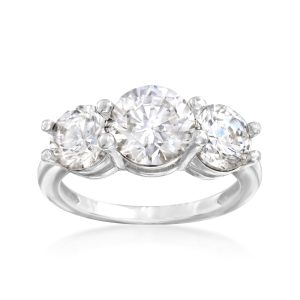4.00 ct. t.w. CZ Three-Stone Ring in 14kt White Gold