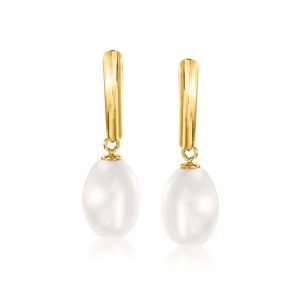 8.5-9mm Cultured Pearl Drop Earrings in 14kt Yellow Gold