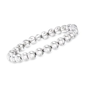 Italian 8mm Sterling Silver Bead Stretch Bracelet