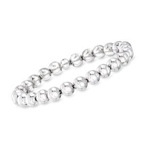 Italian 8mm Sterling Silver Bead Stretch Bracelet