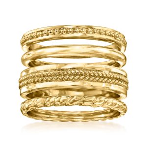 18kt Gold Over Sterling Jewelry Set: Four Stackable Rings