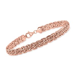 14kt Rose Gold Flat Byzantine Bracelet
