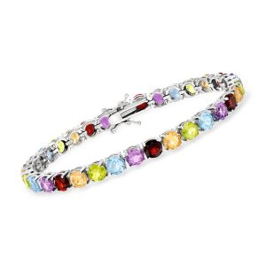 18.60 ct. t.w. Multi-Gemstone Tennis Bracelet in Sterling Silver