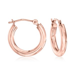 3mm 14kt Rose Gold Hoop Earrings. 1/2"