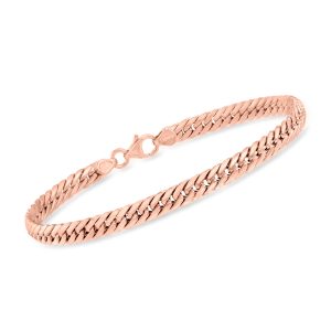 Italian 14kt Rose Gold Cuban-Link Bracelet