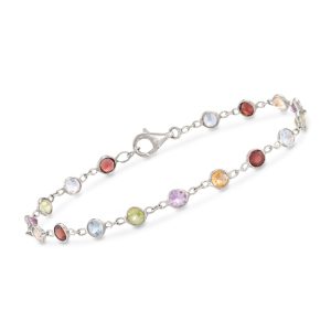 4.30 ct. t.w. Bezel-Set Multi-Gemstone Bracelet in Sterling Silver