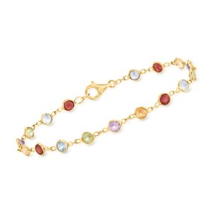 4.30 ct. t.w. Bezel-Set Multi-Gemstone Bracelet in 18kt Gold Over Sterling