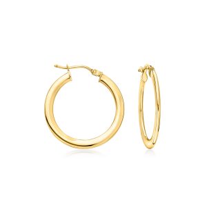 Italian 14kt Yellow Gold Hoop Earrings. 1"