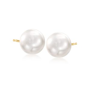 10-11mm Cultured Pearl Stud Earrings in 14kt Yellow Gold