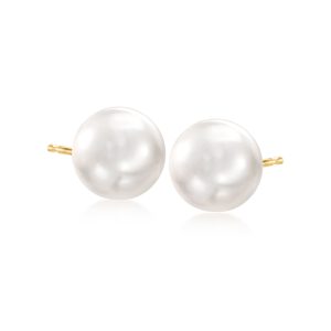 10-11mm Cultured Pearl Stud Earrings in 14kt Yellow Gold