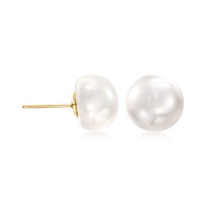 10-11mm Cultured Pearl Stud Earrings in 14kt Yellow Gold
