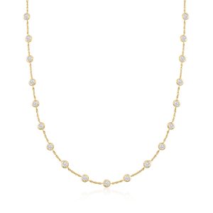 10.00 ct. t.w. Bezel-Set CZ Station Necklace in 18kt Gold Over Sterling