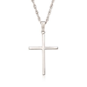 Men's Sterling Silver Classic Cross Pendant Necklace. 22"
