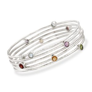 2.30 ct. t.w. Multi-Stone Jewelry Set: Five Bangle Bracelets in Sterling Silver