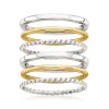 Two-Tone Sterling Silver Jewelry Set: Six Stackable Rings