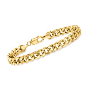 Men's 8mm 14kt Yellow Gold Curb-Link Bracelet. 8.5"