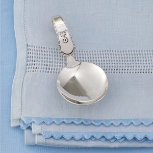 Sterling Silver Roped-Edge Single Initial Baby Spoon with Curved Handle
