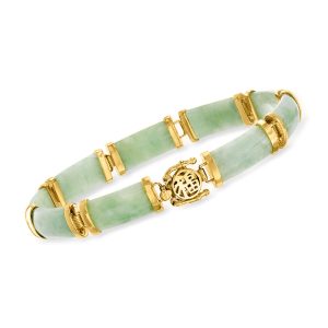 Jade "Good Fortune" Bracelet in 18kt Gold Over Sterling