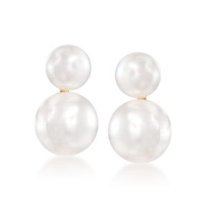 5-7.5mm Cultured Akoya Pearl Double Drop Earrings in 14kt Yellow Gold