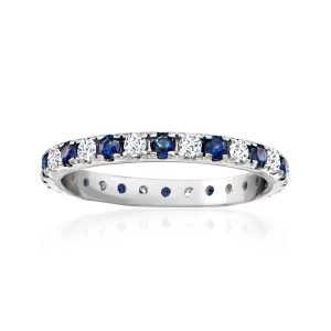 .50 ct. t.w. Sapphire and .50 ct. t.w. Diamond Eternity Band in 14kt White Gold