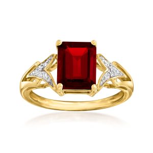 2.20 Carat Garnet Ring with Diamonds in 14kt Yellow Gold