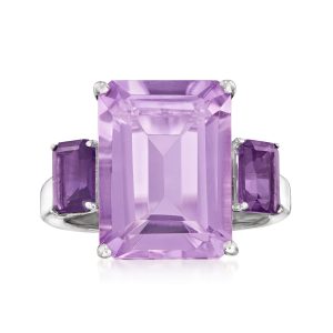 9.00 ct. t.w. Emerald-Cut Amethyst Ring in Sterling Silver