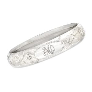 Sterling Silver Personalized Scrollwork Bangle Bracelet